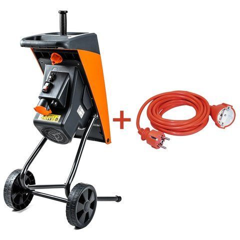 Садовий подрібнювач GTM DS2500/40 KIT + подовжувач 10м (DS2500/40_KIT+ext.cord) : 2500 Вт, діаметр гілки 40 мм, ніж 83870 фото