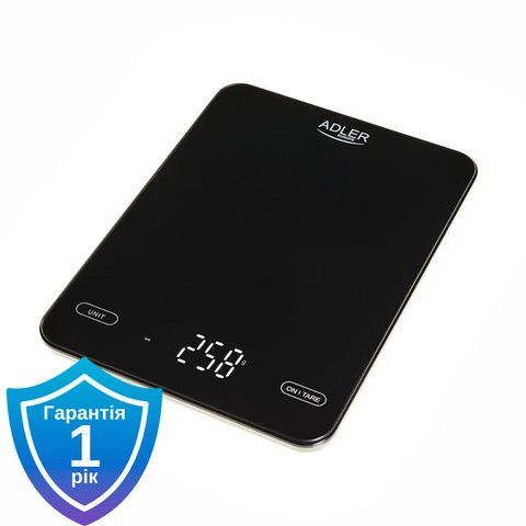 Ваги кухонні Adler AD 3177 black USB заряджання 5903887808583 фото