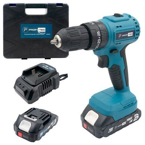 Мощный аккумуляторный шуруповерт PROFI-TEC CD20BL POWERLine: с АКБ 20V х 2 шт- 2.0 Ah + ЗУ VSE CD20BL VSE фото