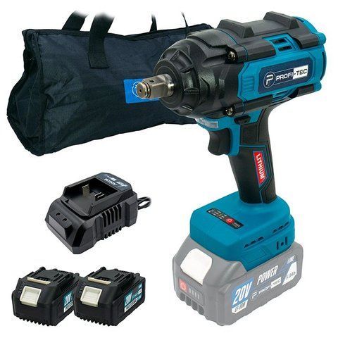 Мощный гайковерт ударный аккумуляторный PROFI-TEC PTW820BL POWERLine: с АКБ 2шт-20V 4.0Ah, 720 Нм 006594 фото