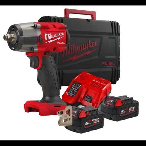 Гайковерт високомоментний MILWAUKEE 1/2" (881 Нм) з кільцем M18 FMTIW2F12-502X: з АКБ 18V 2шт-5 Ah+ЗП, кейс, 3100уд/хв, 1325 об/хв 4933478450 VSE фото