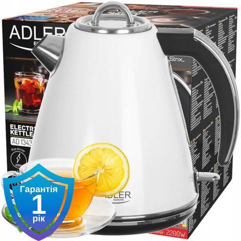 Чайник електричний Adler AD 1343 білий 1.5 л 5903887804998 фото