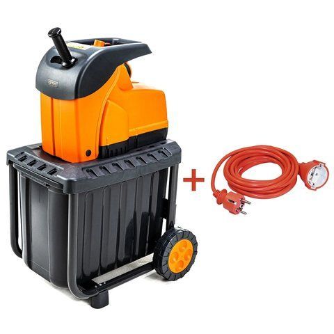 Садовий подрібнювач GTM DS2800/45 KIT + подовжувач 10м (DS2800/45_KIT+ext.cord : 2800 Вт, діаметр гілки 45 мм, ніж, контейнер 60 л 83871 фото