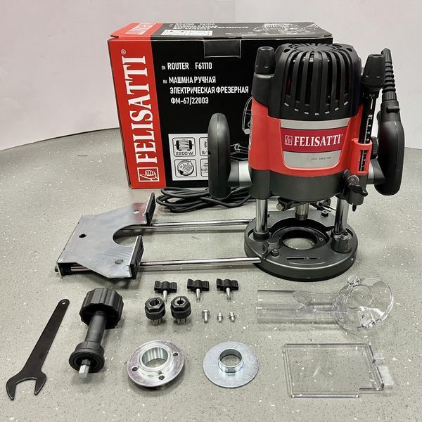 Електричний ручний столярний фрезер FELISATTI ФМ-67/2200Е F61110 2200 Вт 8 і 12 цанга 21000 об/хв F61110 VSE фото