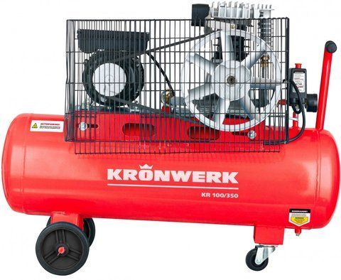 Компрессор воздушный KRONWERK KR 100/350, 2,2 кВт, 350 л/мин, 100 л, ременная передача VSE 58045 VSE фото