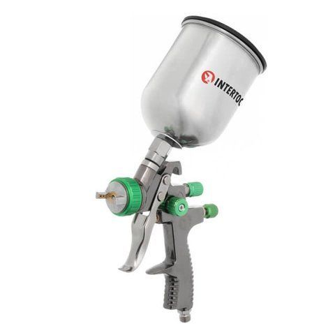 Краскопульт пневматичний LVLP GREEN INTERTOOL PT-0131: 200 л/хв, діаметр форсунки 1.3мм, 600 мл бачок, тиск до 1.5 атм. PT-0131 VSE фото