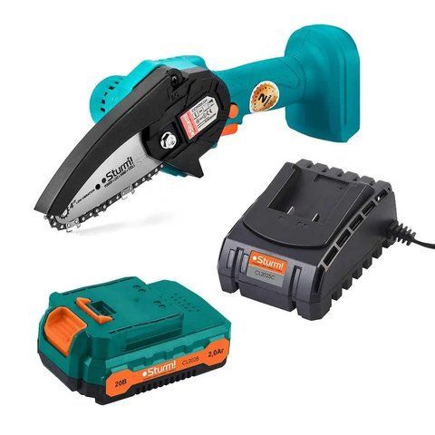 Аккумуляторная мини цепная пила Sturm CC9920CLM : 20V, 2 А/ч, с АКБ + зарядное, вес 1,15 кг VSE CC9920CLM VSE фото