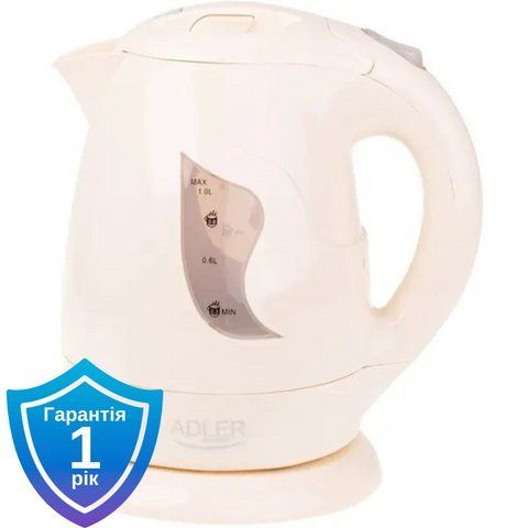 Чайник електричний Adler AD 08 beige 1 L 5908256836860 фото