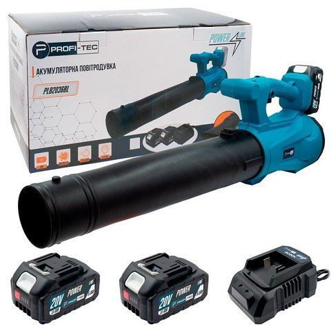 Мощная аккумуляторная воздуходувка PROFI-TEC PLB2036BL POWERLine : с АКБ 2 шт-20 V 5.0 Аh VSE PLB2036BL VSE фото
