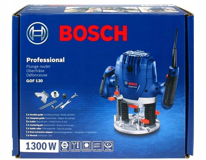 Компактний професійний фрезер Bosch GOF 130 (06016B7000): 1300Вт, 6-8 мм цанговий патрон, 28000 об/хв. VSE 06016B7000 VSE фото