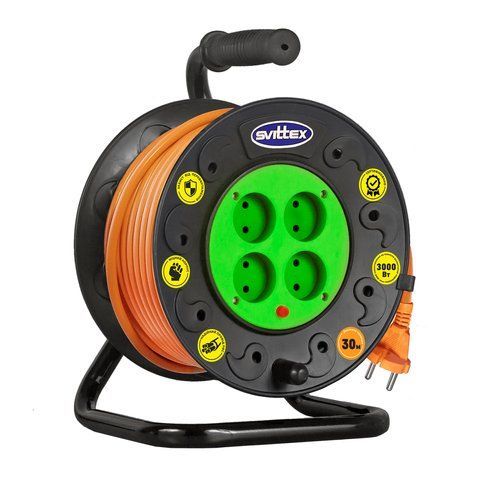 Качественный удлинитель на катушке для сада с термозащитой SVITTEX SV-019 30м 2х2,5мм VSE SV-019 VSE фото