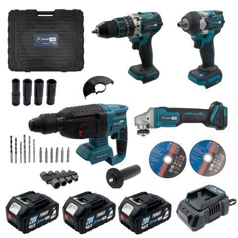 Набір акумуляторних інструментів PROFI-TEC Combo Set 4/2 POWERLine CBH20BL DHP485BL DGA20BL DTW500B з АКБ Combo Set 4/2 VSE фото