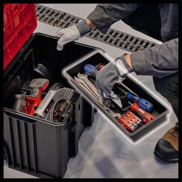 Пластиковий кейс для зберігання інструменту Einhell E-Case L з колесами навантаження до 120 кг 4540014 VSE фото