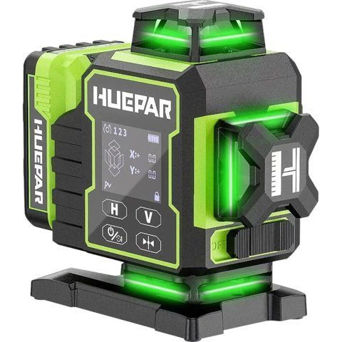 Лазерний нівелір Huepar W04CG : діапазон з приймачем 40м, зелений лазер (491010) 491010 фото