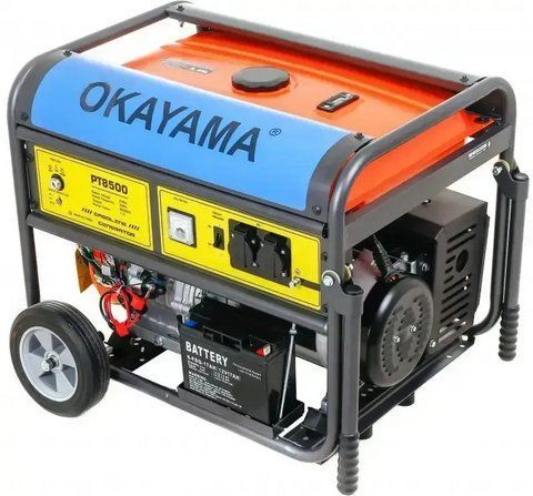 Бензиновий електрогенератор однофазний чотиритактний OKAYAMA PT-9500 8.0/8.5 кВт мідна обмотка PT-9500 фото
