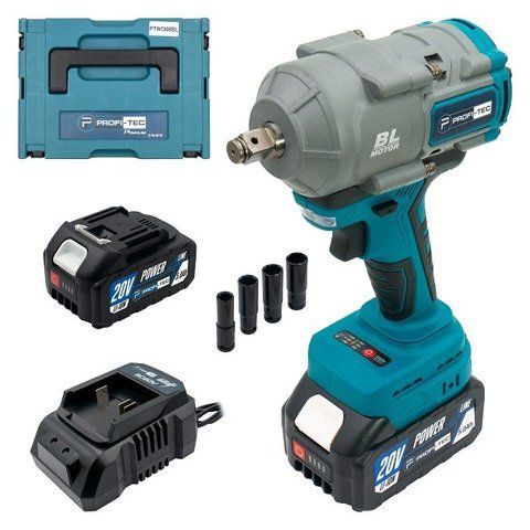 Ударный аккумуляторный гайковерт PROFI-TEC PTW1003BL POWERLine с АКБ 2шт-20 V 4.0 Aч 1020 Нм 1/2&Prime; 006104 фото