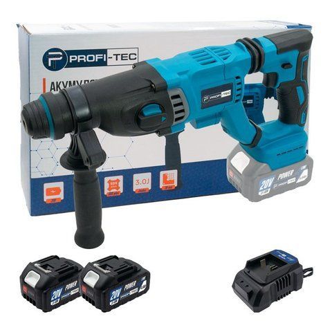 Акумуляторний прямий перфоратор PROFI-TEC PBH201BL POWERLine з АКБ 2 шт.-20 V х 4.0 Аh + ЗП 3.0 Дж 006961 фото