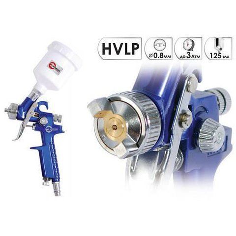 Краскопульт пневматичний HVLP MINI INTERTOOL PT-0101 : 230 л/хв, діаметр форсунки 0.8мм, 125 мл бачок PT-0101 фото