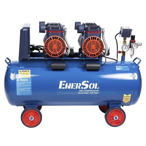 Безмасляный воздушный компрессор EnerSol ES-AC885-100-4OF ресивер 100 л 3.36 кВт 8 бар вес 46.5 кг ES-AC885-100-4OF фото