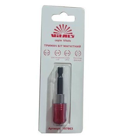Тримач для біт магнітний 1/4"х65 мм, автофіксація Vitals 000187863 фото