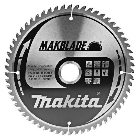 Диск пильний Makita MAKBlade 216x30 60T : диск 216 мм, к-ть зубів 60 (B-09058) B-09058 VSE фото