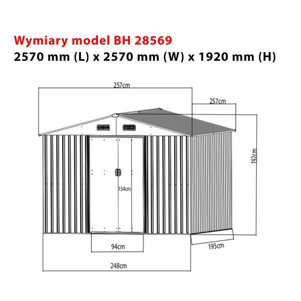 Сарай металлический Bass Polska BH 28569 хозблок 2,6 х 2,6 х 1,9 м 0533 фото