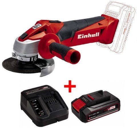 Аккумуляторная угловая шлифовальная машина Einhell TC-AG 18/115 Li - Solo 115 мм с аккумулятором и зарядным 4431130, 4512097 фото