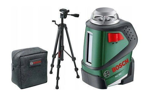 Лазерный нивелир, уровень Bosch PLL 360 Set, 360 &deg;, 2 красных луча до 20 м, штатив VSE 0603663001 VSE фото
