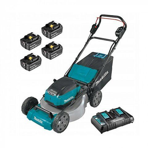 Профессиональная газонокосилка аккумуляторная Makita DLM532PT4 : 18 В акума 4 шт на 5 Ач + зарядка DC18RD VSE DLM532PT4 VSE фото
