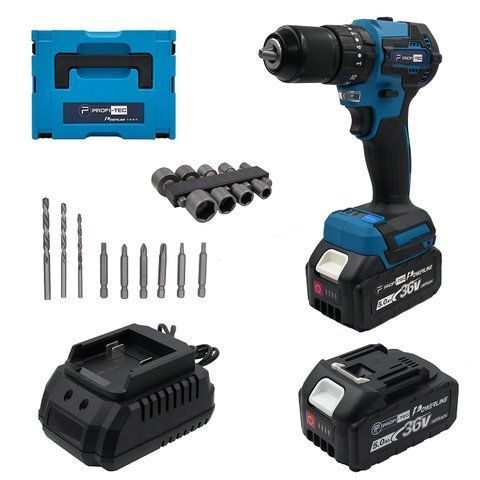 Мощный аккумуляторный шуруповерт PROFI-TEC PCD4536BL POWERLine: с АКБ 2 шт-36V х 5.0 Ah + ЗП, 55 Нм VSE PCD4536BL VSE фото