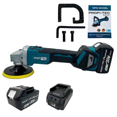 Полировочно-шлифовальная аккумуляторная машина PROFI-TEC DPO600BL POWERLine: 36V, 2шт х 5.0 Aч + ЗУ, 8500 об/м DPO600BL VSE фото