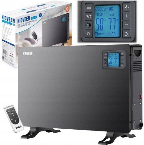 Конвекторний обігрівач 22 м2, 2 кВт Noveen CH7100 LCD SMART: таймер, пульт, терморегулятор, Польща 4 111 057 фото