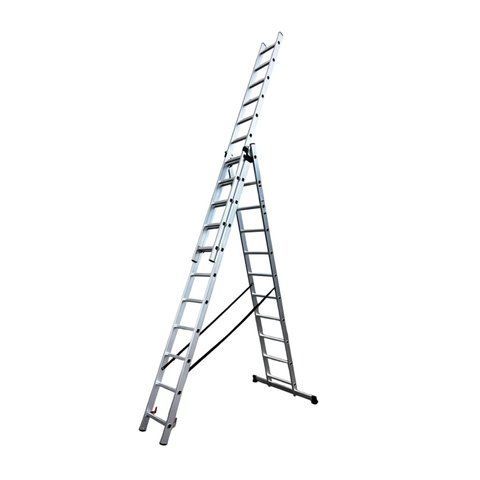 Лестница алюминиевая трёхсекционная GTM KME311 3x11 ступенек 2.99-7.31м (39948) 39948 фото