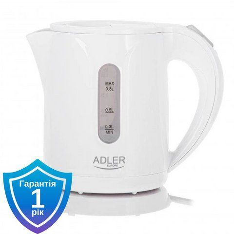 Чайник електричний Adler AD 1371 білий 0.8 л 5903887809207 фото