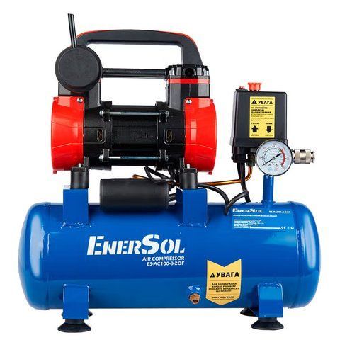 Професійний компресор повітряний безмасляний EnerSol ES-AC100-8-2OF : ресивера 8 л, 0.75 кВт ES-AC100-8-2OF фото