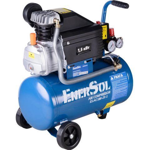 Масляный воздушный компрессор поршневый EnerSol ES-AC180-25-1 : 230В, 25л, 1,5 кВт, 8 бар, 20кг VSE ES-AC180-25-1 VSE фото